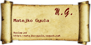 Matejko Gyula névjegykártya